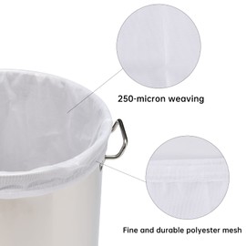 Paquete de 4 bolsas de cerveza de 22 x 26 pulgadas, extragrandes, reutilizables, de 250 micras, bolsa de malla fina para frutas, sidra, manzana, uva, vino, prensa, cordón para colar en una bolsa