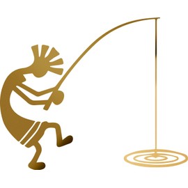 Decal Stickers of Kokopelli Fishing (Metallic Gold) (Set of 2) Premium Waterproof Vinyl Decal Stickers for Laptop Phone Accessory Helmet Car Window Mug Tuber Cup Door Wall - ANDstic546286GO