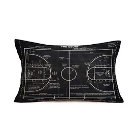 Asminifor Sports Pillow Covers Cotton Linen Standard Basketball Court Playground Floor Plan Print Decorative Throw Pillow Case Cushion Covers for Home Sofa Decoration Rectangle 12x20 Inches (Court)