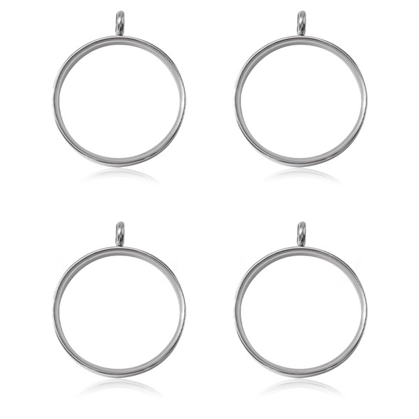 WANDIC Silver Photo Charms, 4 Pcs Screw Thread Round Memory