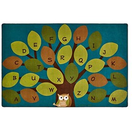 Carpets for Kids 20724 Owl-Phabet Tree Literacy Classroom Seating Kids Room Rug 4ft x 6ft Rectangle Blue