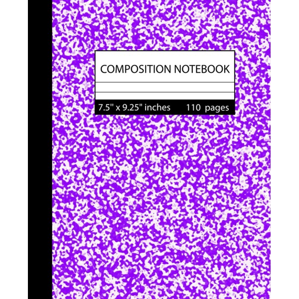 Purple Composition Notebook: Purple and White Marble - Wide Ruled