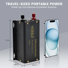 WZRELB 300W Pure Sine Wave Power Inverter 600W Peak DC 48V to 110V AC Car Adapter Off Grid with LED Display