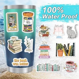 Book Stickers | 50Pcs Aesthetic Bookish Reading Stickers for Kindle | Book Lover Gifts for Adults Women | Cute Vinyl Decals for Laptop Water Bottles iPad Readers Journal Scrapbook Phone Waterproof
