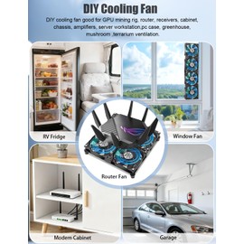 WDERAIR 4 x 120mm Server Rack Mount Fan 12V with AC 110V 120V 220V 240V Variable Speed Controller, High Airflow for DIY Mining Rig, AV Cabinet, Modem, Window, Greenhouse Cooling Ventilation