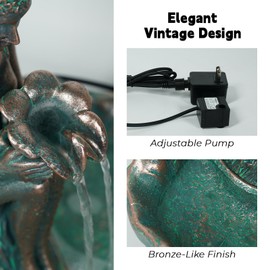 ZMG 14" Angel Fairy Outdoor Water Fall Fountain, Durable Resin Garden Fountain for Home Decor, Office, Gardens, Landscaping, Patios, Balconies, Bronze, Gift Ideas