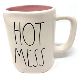 Rae Dunn "HOT MESS" Mug - Pink interior - ceramic - very rare!