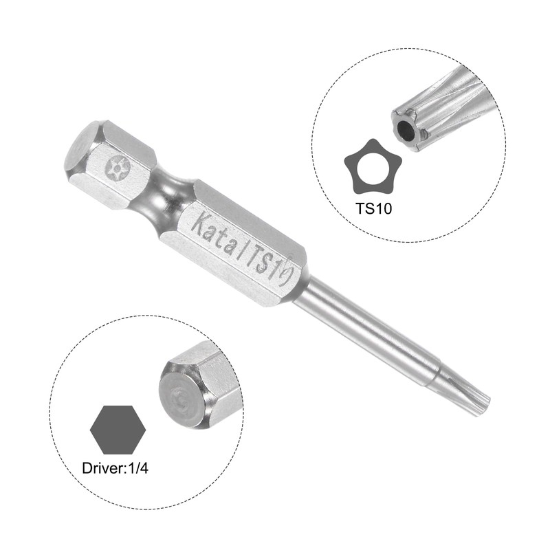 sourcing map 5pcs TS10 Magnetic Security Star 5 Point Screwdriver