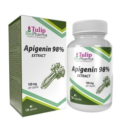Tulip BioPharma Apigenin 100mg 120 Capsules, 3rd Party Lab Tested, High Strength Supplement, Gluten and GMO Free