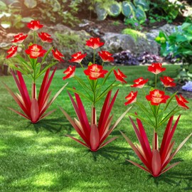 Metal Agave Plant Outdoor Decoration Outdoor Garden Decoration Daffodils Flowers Mexican Yard Art Daffodils Flowers Decorative Garden Gift (red)