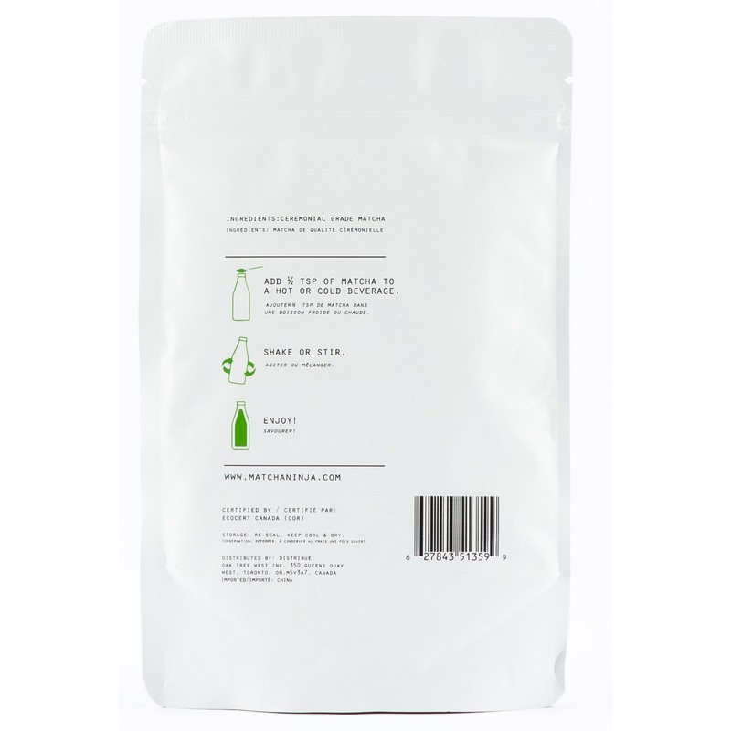 Matcha Ninja 100% Raw Organic Matcha Green Tea. 70g Cold