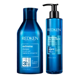REDKEN - Shampoo Extreme 300ml y Tratamiento Termoprotector Extreme Play Safe 200ml | Shampoo fortificante y reparador para cabello dañado | Termoprotector para cabello dañado | Fortalece y protege al cabello de las herramientas de calor hasta por 230° C