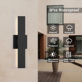 LamQee Long Outdoor Wall Lights Modern Exterior Lighting Fixtures for House, LED Linear Outdoor Wall Sconce Outside Wall Mount Lighting for Porch Patio Garage Door, 3000K 24W 1223LM, Black 31.5 Inch