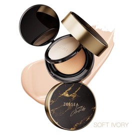 ZEESEA 2-in-1 Double-layer Air Cushion Liquid Foundation Setting Powder, Moisturizing, Long-lasting, Oil-control, Waterproof, Easy To Apply And Carry - Color: SOFT IVORY