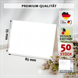Funke & Brand 50 x Blank Place Cards, High-Quality Blank Place Cards, Cards for Table Reservation for Weddings, Birthdays, Christenings