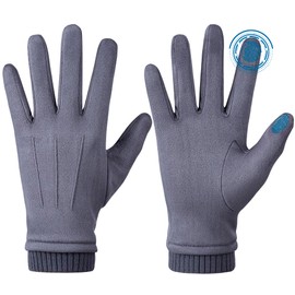 Womens Winter Suede Gloves With Touch Screen Texting Finger Wool Lined Windproof Warm Fashion Dress Gloves