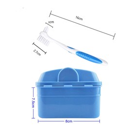 Y-Kelin Denture Cleanning Set Denture Cleaning Case with Denture Brush, Blue