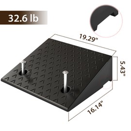 Nisorpa Rubber Curb Ramp, 40000 lbs Weight Heavy Duty Threshold Ramps for Shed Garage Door Steps or Driveway Curbside (5.5" Curb Ramp)