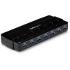 7 Port SuperSpeed USB 3.0 Hub - Desktop USB Hub with Power Adapter - Black