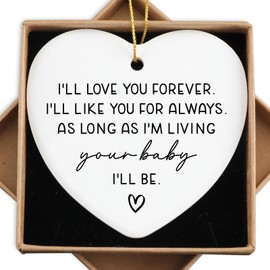 Mothers Day Mom Birthday Gifts for Mom from Daughter Son Ornament Keepsake Sign Heart Plaque I'll Love You Forever Christmas Ornament