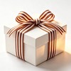Striped Wired Ribbon 1" x 20 Yards Brown White Gift