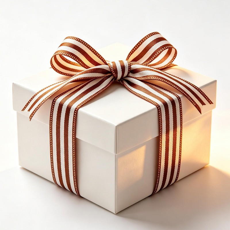 Striped Wired Ribbon 1" x 20 Yards Brown White Gift