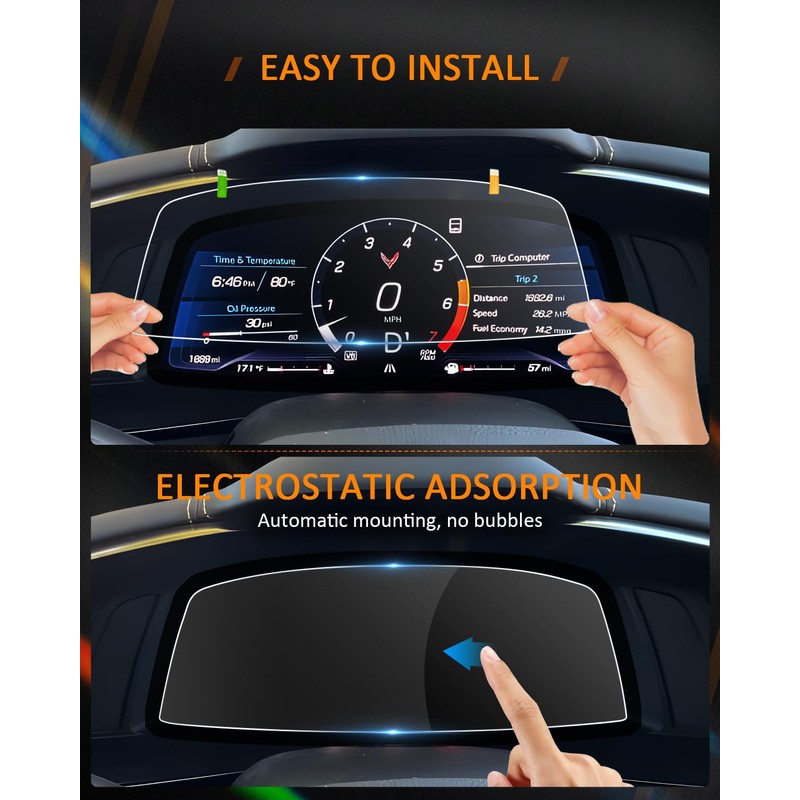 CDEFG Corvette C8 ZR1 Screen Protectors, 12" Touchscreen & 12"