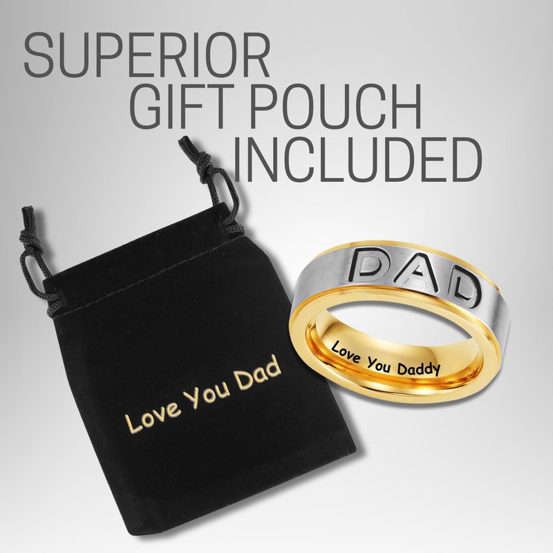 Willis Judd Mens DAD Titanium 8mm Ring Engraved Love You