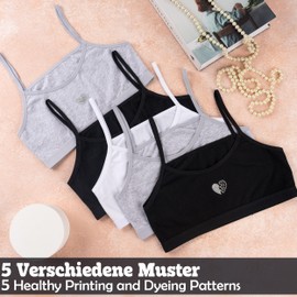 Loreza® 5 Cotton Bustiers for Girls, Spaghetti Straps Bra, Sports Bra, Size: 140 - 170 - M-223 - 5 mix, size: 152-158