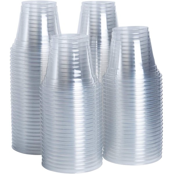 [100 Pack - 9 oz.] Crystal Clear PET Plastic Cups, Party Cups