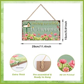 KAIRNE Gardening So Exciting Wood Sign Farmhouse Garden Flower Funny Wooden Hanging Plaque Gardener Gift Outdoor Spring Wall Decor for Garden Yard Porch Home Vintage Housewarming Ornament
