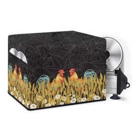 NETILGEN Deli Meat Slicer Dust Cover Food Slicer Machine Cover Cold Cuts Slicer Cover with Side Pocket for Slicer's Accessories Ideal for Kitchen Home Decoration, Rooster Daisy Wheat