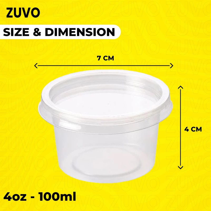 Zuvo Plastic Sauce Containers with Lids - 04 OZ (50