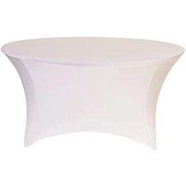 Banquet Tables Pro White 72 Inch 6 Ft. Round Spandex Table Cover for Events, Wedding, Parties Washable and Wrinkle Resistant