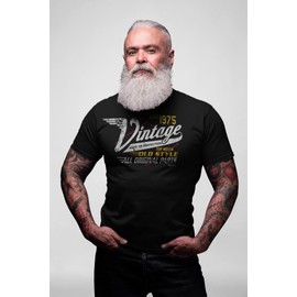 50th Birthday Gift Shirt for Men - Vintage 1975 Aged to Perfection - Racing - Dk. Heather-XL