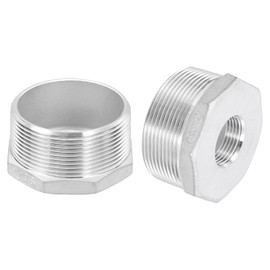 QUARKZMAN 2 Pieces 2 Inch Male to 3/4 Inch Female NPT 304 Stainless Steel Reducer Hex Sleeve Reducer for Industrial, Oil/Gas and Plumbing Systems