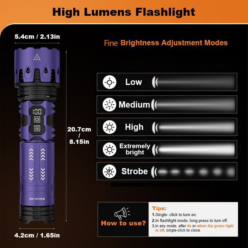 SKYFIRE [New] Skyfire Flashlight 2011 Outdoor Lighting Reverse Charging Safety