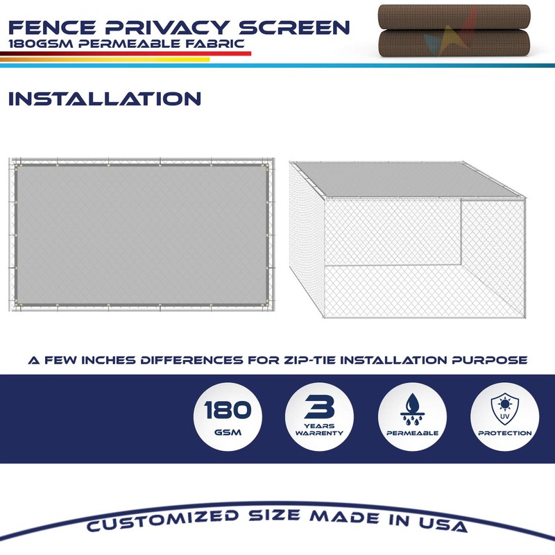 Windscreen4less Heavy Duty Privacy Screen Fence 98% Blockage Solid Brown
