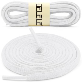 DELELE 2 Pair Oval Shoes laces Half Round 1/4" Athletic Shoelaces Shoe Strings White-51 inch