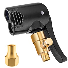 LUMITECO Locking Presta Schrader Air Chuck for Bike Tire, Dual Head Pump Nozzle with 1/4" F-NPT Quick Connect for Tire Inflator, Presta&Schrader Valve Adapter w/Air Release Nob for Bicycle Floor Pump