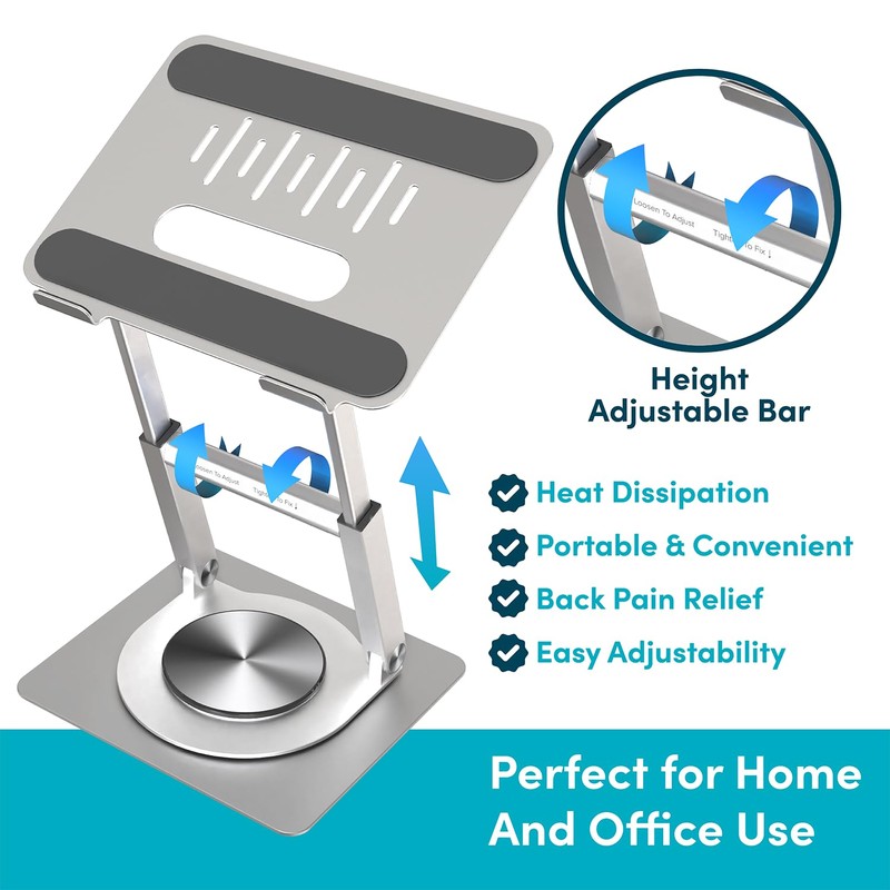 Lifelong 360 Rotating Ergonomic Laptop Stand for Desk, Laptop Riser