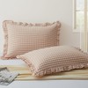 KKJIAF 2 Pcs Plaid Ruffle Pillow Case Standard Size, Washed