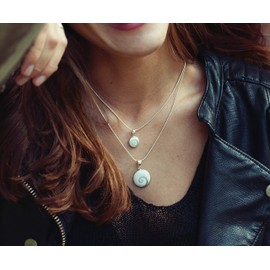 - Shiva Eye Necklace - Saint Lucia Stone Made of Real Shell 925 Silver with Pendant, Shell, Shell, Shell, Shell, Shell