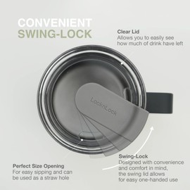 LocknLock Metro Mug Premium 18/8 Stainless Steel Double Wall Insulated with Handle Perfect for table with Lid, Lavender, 20 oz