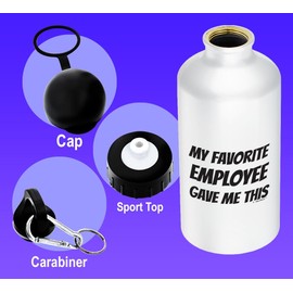 Gifts for Boss My Favorite Employee Gave Me This 20oz Aluminum Water Bottle with Carabiner Clip & Sport Top
