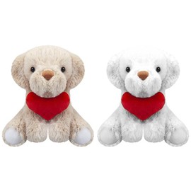 PMS 445061 Assorted Colors Plush Puppy with Love Heart-15 cm-Perfect for Romantic Events, Birthdays, Anniversaries, and Baby Showers (1 Pc.), Multicolor