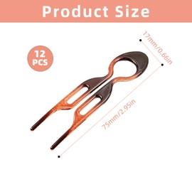 12PCS Magic Hair Pins, French Pin French Hair Fork Lightweight Hair Pins Brown Hairpin Elegant U Shaped Hairpin,Hair Grips,Hair Pin,Hair Styling Accessories,Hair Pins For Women And Girls