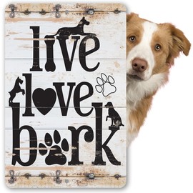 Dog Decor - Live Love Bark - Metal Dog Signs for Home Decor - Use Indoor/Outdoor - Dog Sayings Funny Signs - Dog Mom Gifts for Women, Dog Home Decor Dog Lovers Gifts for Women