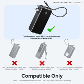 Silicone Case for Anker Nano 3-in-1 Portable Power Bank (10,000mAh 30W) A1637 Protective Cover with Precise Cutouts, Shockproof Scratch-Resistant Dust-Proof for Daily Use & Travel & Flight (Purple)