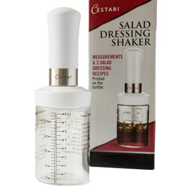 Original Salad Dressing Shaker: Borosilicate Glass Bottle with Mixer Insert, Leak-Proof Salad Dressing Blender and Dispenser with Measurements + Recipes, Reusable Vinaigrette Cruet